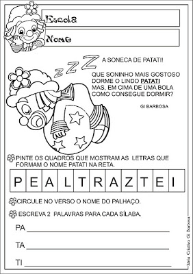 ATIVIDADEPATATIFORMARPALAVRAS - Atividades Sílabas Patati