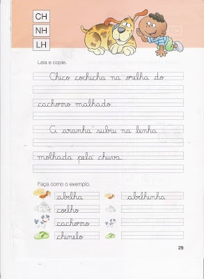 ch nh lh - Atividades de Caligrafia Alfabetização Infantil