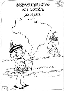 DESENHO PARA COLORIR 1 - 28 Atividades sobre descobrimento do Brasil