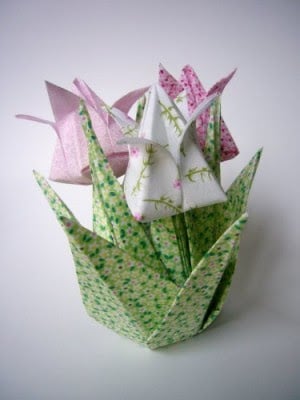 JARRINHO DE TULIPA5B15D - Tulipa de Origami para o Dia das Mães