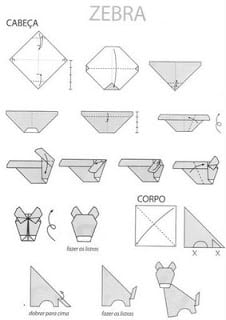 dobradura de zebra origami zebrinha - Alfabeto de dobraduras - COMPLETO