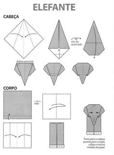 dobradura elefante 001 - Alfabeto de dobraduras - COMPLETO
