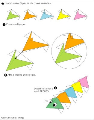 centopeia1 - Como fazer Origami de Centopéia