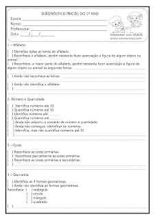 diagnósticoinicial1 - Diagnóstico inicial para o 1º ano