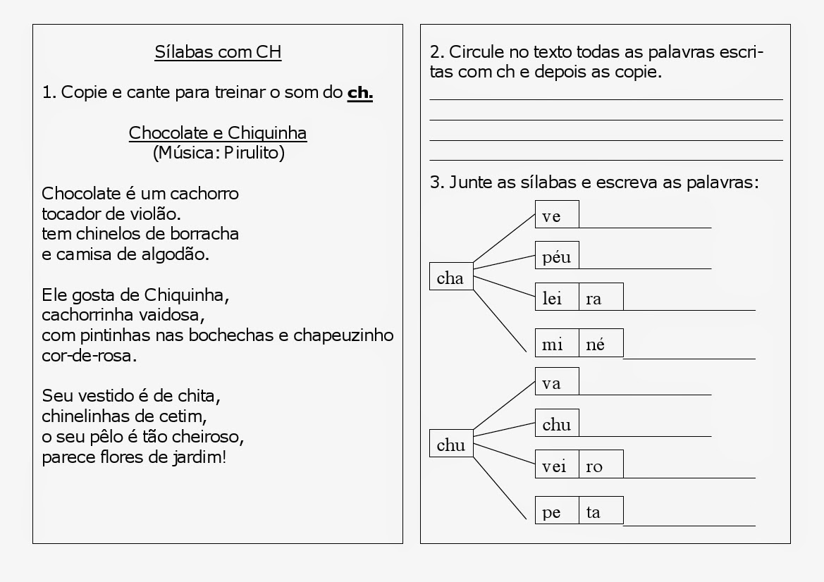 AtividadesparatrabalharousodoCH - Atividades para trabalhar o uso do CH - Ortografia