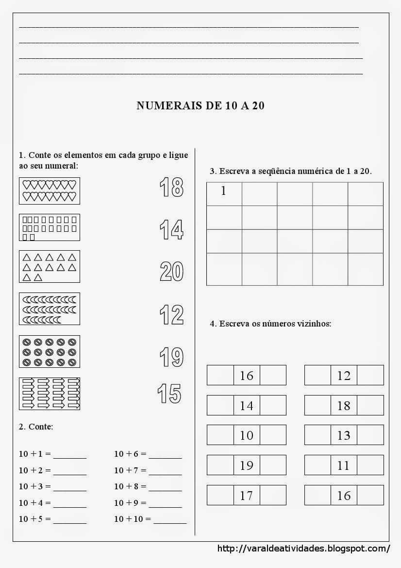 numerais10a20imprimir2 - Atividades com numerais de 10 a 20 para imprimir