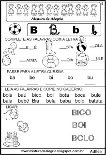 livro das familias silabicas letraB imprimir colorir - Livro das Famílias Silábicas - Imprimir