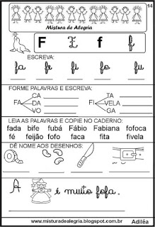 livro das familias silabicas letraF imprimir colorir - Livro das Famílias Silábicas - Imprimir