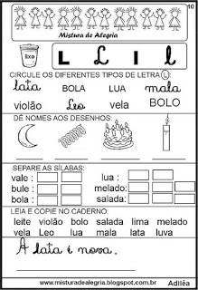 livro das familias silabicas letraL imprimir colorir - Livro das Famílias Silábicas - Imprimir