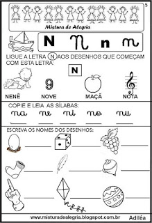 livro das familias silabicas letraN imprimir colorir - Livro das Famílias Silábicas - Imprimir