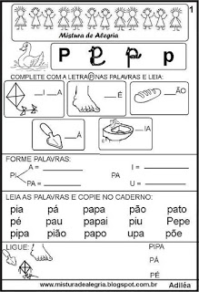 livro das familias silabicas letraP imprimir colorir - Livro das Famílias Silábicas - Imprimir