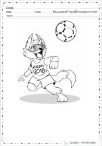 atividades copa do mundo 2018 desenhos colorir mascote russia jogando bola 209x300 - Moldes para Mural Copa do Mundo 2018