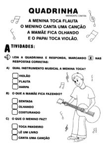 poema quadrilha 214x300 - Atividades para alfabetização: músicas e poemas com rimas