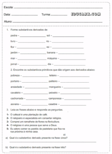 Atividades sobre Substantivos Primitivos e Derivados 3 218x300 - Atividades sobre Substantivos Primitivos e Derivados