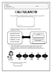 atividade de matemática para o 5° ano