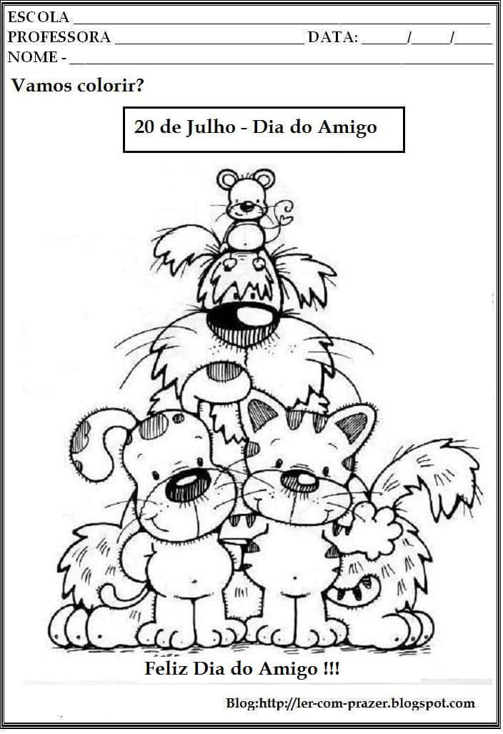 Desenhos para colorir com o tema Dia das Crianças - Professora