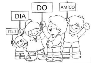 atividade dia do amigo colorir  300x209 - Desenhos para colorir sobre o Dia do Amigo - 20 de Julho