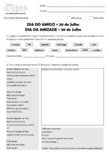 atividades alfabetizacao dia do amigo 212x300 - Atividades sobre o Dia do Amigo - 20 de Julho: Atividades escolares