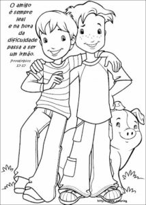 dia do amigo colorir 214x300 - Desenhos para colorir sobre o Dia do Amigo - 20 de Julho