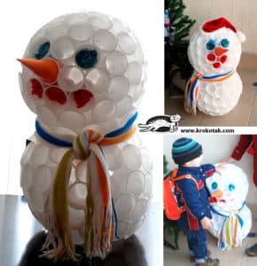 boneco 1 290x300 - Como fazer um boneco de neve reciclável