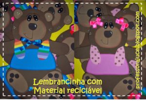 lembrancinha material reciclável 6 300x207 - Ursinho Musical: Brinquedo feito com Material Reciclável